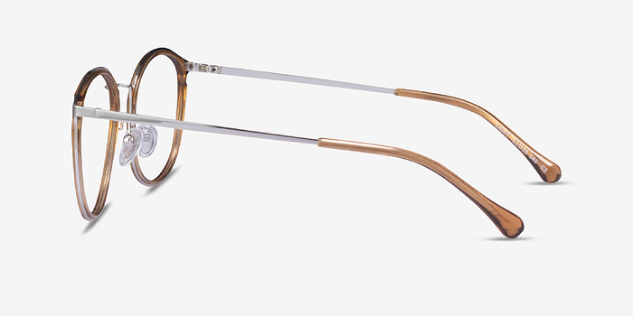 Light Clear Brown Silver Métal Montures de lunettes de vue d'EyeBuyDirect