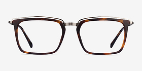 Barnsbury Tortoise Gunmetal Plastique Montures de lunettes de vue d'EyeBuyDirect, Vue de Face