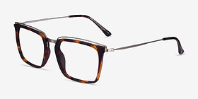 Barnsbury Tortoise Gunmetal Plastique Montures de lunettes de vue d'EyeBuyDirect, Vue d'Angle