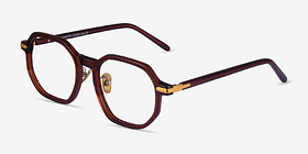 Quentin Clear Brown Gold Métal Montures de lunettes de vue d'EyeBuyDirect, Vue d'Angle