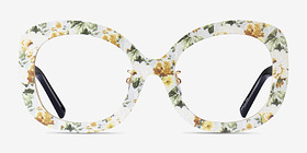 Paeonia Yellow Floral Métal Montures de lunettes de vue d'EyeBuyDirect, Vue de Face