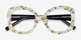 Paeonia Yellow Floral Métal Montures de lunettes de vue d'EyeBuyDirect, Vue Rapprochée