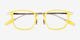 Terra Jaune Métal Montures de lunettes de vue d'EyeBuyDirect, Vue Rapprochée