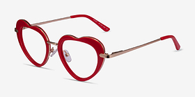 Honey Red Gold Métal Montures de lunettes de vue d'EyeBuyDirect, Vue d'Angle