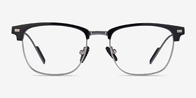 Charge Black Gunmetal Acetate-metal Montures de lunettes de vue d'EyeBuyDirect, Vue de Face