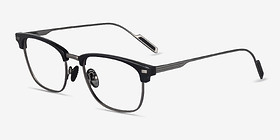 Charge Black Gunmetal Acetate-metal Montures de lunettes de vue d'EyeBuyDirect, Vue d'Angle