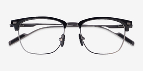 Charge Black Gunmetal Acetate-metal Montures de lunettes de vue d'EyeBuyDirect, Vue Rapprochée