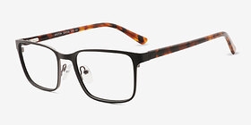 Milton Noir Métal Montures de lunettes de vue d'EyeBuyDirect, Vue d'Angle