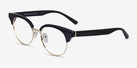 Chateau Noir Métal Montures de lunettes de vue d'EyeBuyDirect, Vue d'Angle