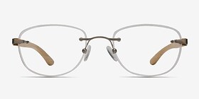 Potential Silver Yellow Wood-texture Montures de lunettes de vue d'EyeBuyDirect, Vue de Face