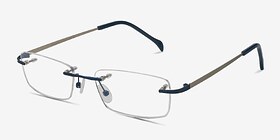 Howard Bleu marine  Métal Montures de lunettes de vue d'EyeBuyDirect, Vue d'Angle