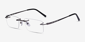 Percy Gunmetal Métal Montures de lunettes de vue d'EyeBuyDirect, Vue d'Angle