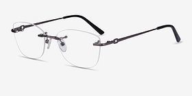 Vince Gunmetal Métal Montures de lunettes de vue d'EyeBuyDirect, Vue d'Angle
