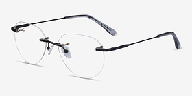 Feel Noir Métal Montures de lunettes de vue d'EyeBuyDirect, Vue d'Angle