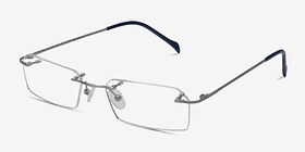 Floe Argenté Titanium Montures de lunettes de vue d'EyeBuyDirect, Vue d'Angle