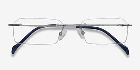 Floe Argenté Titanium Montures de lunettes de vue d'EyeBuyDirect, Vue Rapprochée