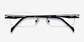 Lance Noir Titanium Montures de lunettes de vue d'EyeBuyDirect, Vue Rapprochée