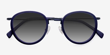 Matte Navy Siena -  Vintage Acetate, Metal Lunettes de soleil