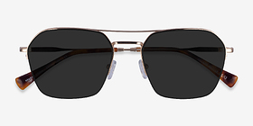 Decade Doré Métal Soleil de Lunette de vue d'EyeBuyDirect, Vue Rapprochée