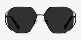 Obscura Matte Black Métal Soleil de Lunette de vue d'EyeBuyDirect, Vue de Face