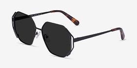 Obscura Matte Black Métal Soleil de Lunette de vue d'EyeBuyDirect, Vue d'Angle