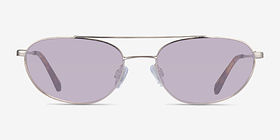 Range Shiny Silver Métal Soleil de Lunette de vue d'EyeBuyDirect, Vue de Face