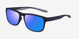 Kick Matte Blue Gray Plastique Soleil de Lunette de vue d'EyeBuyDirect, Vue d'Angle