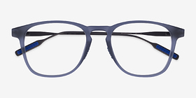 Smith Bleu Métal Montures de lunettes de vue d'EyeBuyDirect, Vue Rapprochée