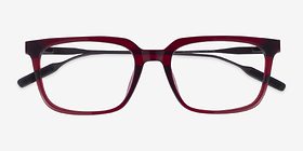 Woods Rouge Métal Montures de lunettes de vue d'EyeBuyDirect, Vue Rapprochée