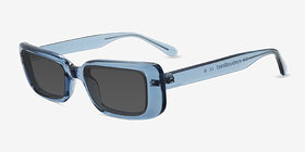 Norrie Bleu Plastique Soleil de Lunette de vue d'EyeBuyDirect, Vue d'Angle