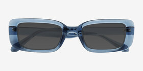 Norrie Bleu Plastique Soleil de Lunette de vue d'EyeBuyDirect, Vue Rapprochée