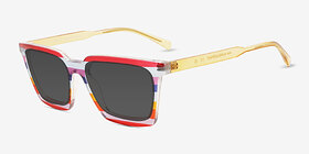 Own It Striped Rainbow Plastique Soleil de Lunette de vue d'EyeBuyDirect, Vue d'Angle