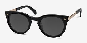 Zoe Noir Acétate Soleil de Lunette de vue d'EyeBuyDirect, Vue d'Angle