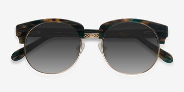  Green Striped  Simone -  Vintage Métal Lunettes de soleil