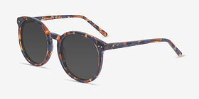 Vapor Blue Floral Acétate Soleil de Lunette de vue d'EyeBuyDirect, Vue d'Angle