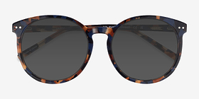 Vapor Blue Floral Acétate Soleil de Lunette de vue d'EyeBuyDirect, Vue Rapprochée