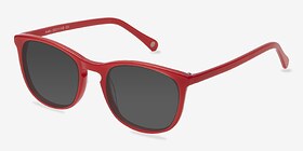 Audio Rouge Acétate Soleil de Lunette de vue d'EyeBuyDirect, Vue d'Angle