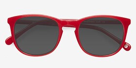 Audio Rouge Acétate Soleil de Lunette de vue d'EyeBuyDirect, Vue Rapprochée