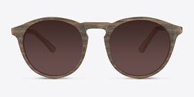 Air Dark Walnut Wood-texture Soleil de Lunette de vue d'EyeBuyDirect, Vue de Face