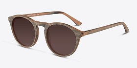 Air Dark Walnut Wood-texture Soleil de Lunette de vue d'EyeBuyDirect, Vue d'Angle