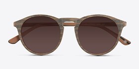 Air Dark Walnut Wood-texture Soleil de Lunette de vue d'EyeBuyDirect, Vue Rapprochée