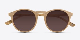 Air Jaune Wood-texture Soleil de Lunette de vue d'EyeBuyDirect, Vue Rapprochée