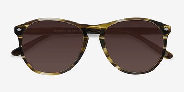  Brown Striped  Deep End -  Vintage Acétate Lunettes de soleil