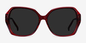 Isabella Burgundy Acétate Soleil de Lunette de vue d'EyeBuyDirect, Vue de Face
