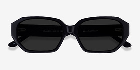 Claudel Noir Acétate Soleil de Lunette de vue d'EyeBuyDirect, Vue Rapprochée