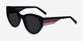 Gratia Noir Acétate Soleil de Lunette de vue d'EyeBuyDirect, Vue d'Angle