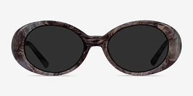 Pedra Gray Floral Acétate Soleil de Lunette de vue d'EyeBuyDirect, Vue de Face