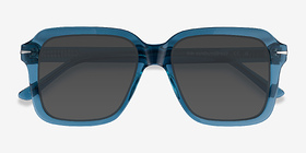Bowie Crystal Blue Acétate Soleil de Lunette de vue d'EyeBuyDirect, Vue Rapprochée