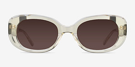 Aretha Crystal Light Yellow Acétate Soleil de Lunette de vue d'EyeBuyDirect, Vue de Face
