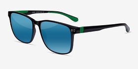 Verve Shiny Black Plastique Soleil de Lunette de vue d'EyeBuyDirect, Vue d'Angle